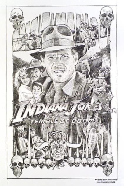 Indiana Jones and the Temple of Doom comp art by Drew Struzan