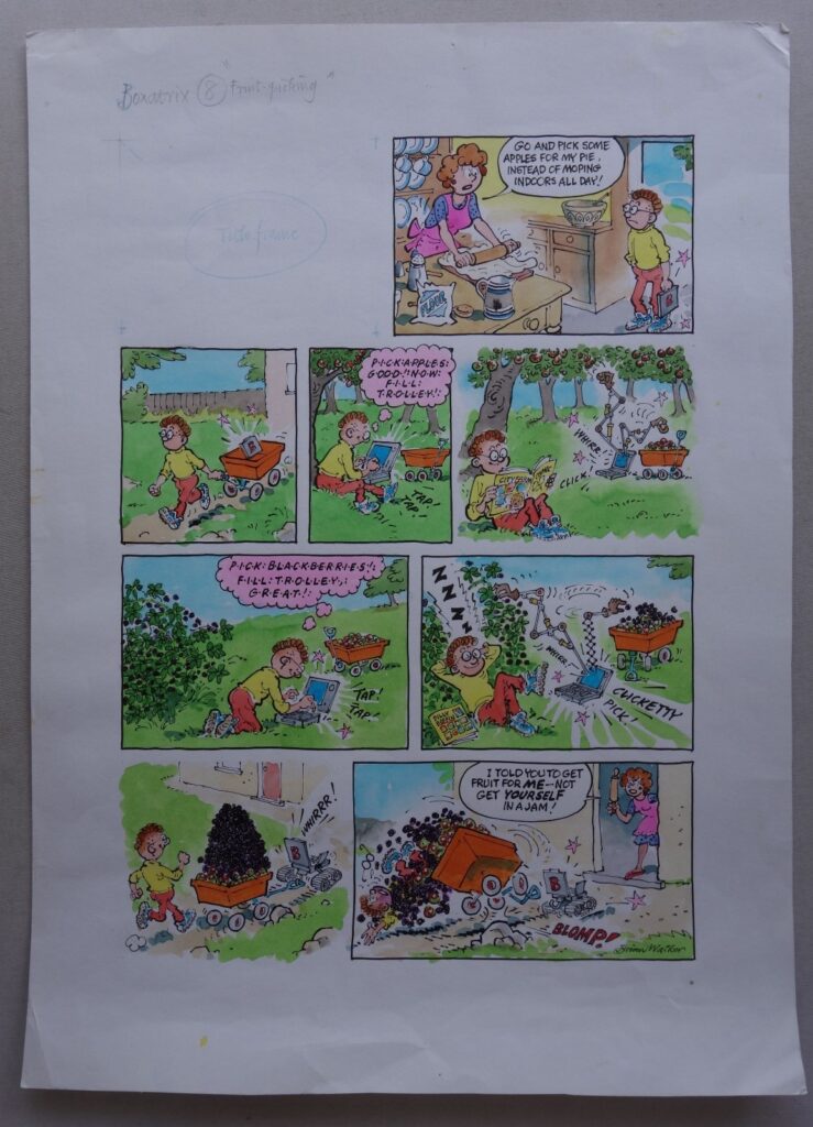 “Boxatrix” Original Comic Artwork for Quackers comic by Brian Walker Quiz Kids