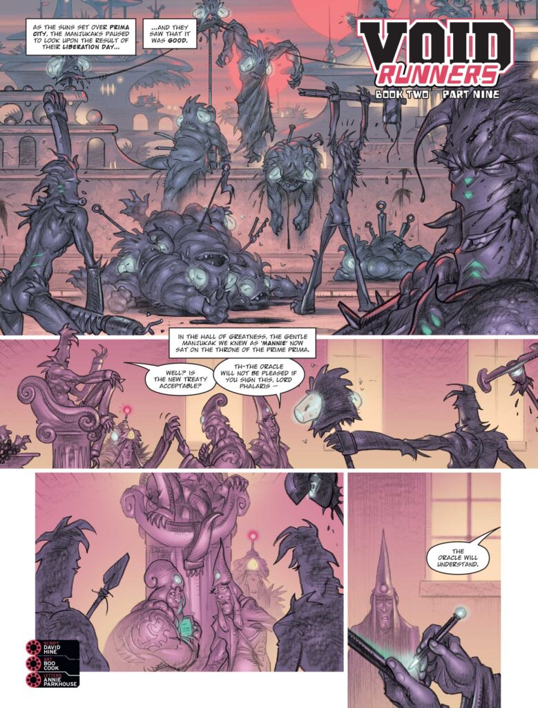 2000AD 2458 - VOID RUNNERS // BOOK TWO 
by David Hine (Writer) Boo Cook (Artist) Annie Parkhouse (Letterer)