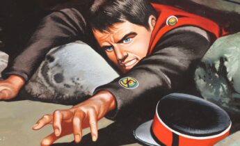 Artwork hand-painted by Ron Embleton for the end credits of Gerry & Sylvia Anderson's TV series "Captain Scarlet and the Mysterons".