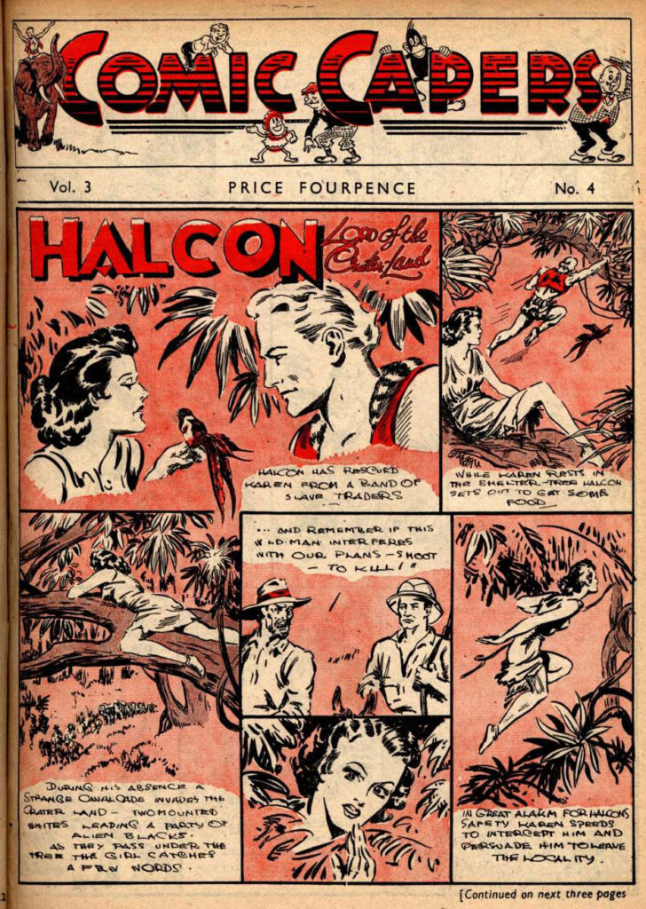 Comic Capers Volume 3 No. 4, featuring "Halcon, Lord of the Crater Land" by Nat Brand, published by A. Solway