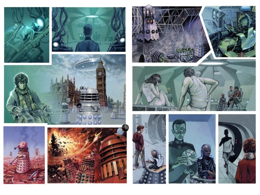 Another spread from a proposed graphic novelisation of Genesis of the Daleks by Daryl Joyce, created back in 1993). Davros Interrogates the Doctor...