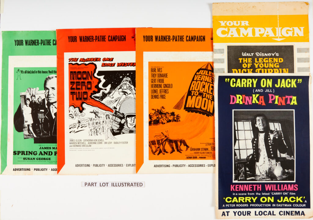 Film Campaign Posters and Programmes (1960s +). The Temptress, Vengeance of She, Chisum, Moon Zero Two, Jules Verne's Rocket to the Moon, The Legend of Dick Turpin and Carry On Jack [vg/fn] (8). No Reserve