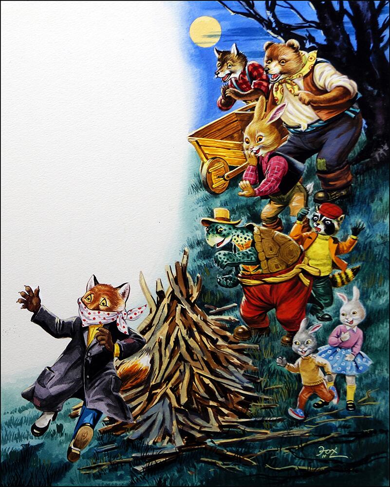 Brer Fox finds himself in a hot spot on Bonfire Night. From a series of short tales based on the Uncle Remus stories that appeared in the children's magazine, Once Upon A Time. This is from issue 143, art by Henry Fox