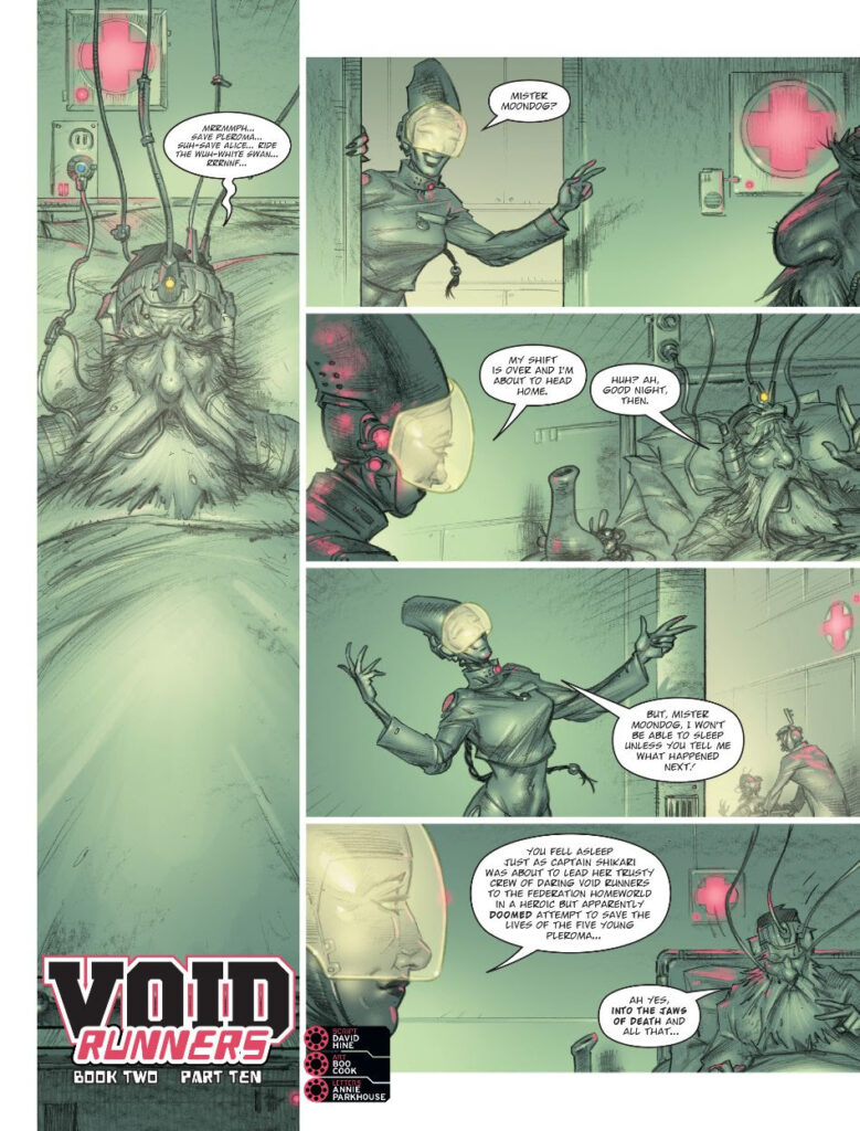 2000AD Prog 2459 - VOID RUNNERS // BOOK TWO
by David Hine (Writer) Boo Cook (Artist) Annie Parkhouse (Letterer)