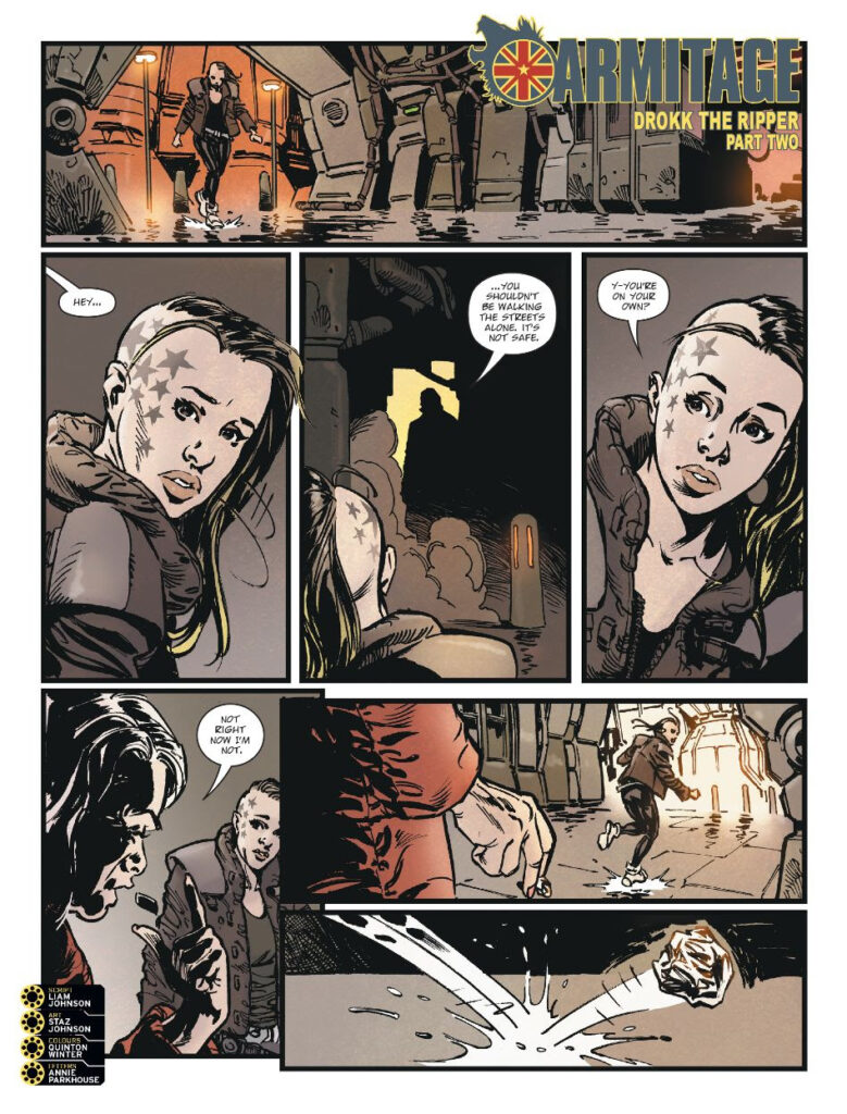 Judge Dredd Megazine 486 - ARMITAGE // DROKK THE RIPPER by Liam Johnson (Writer) Staz Johnson (Artist) Quinton Winter (Colourist) Annie Parkhouse (Letterer)