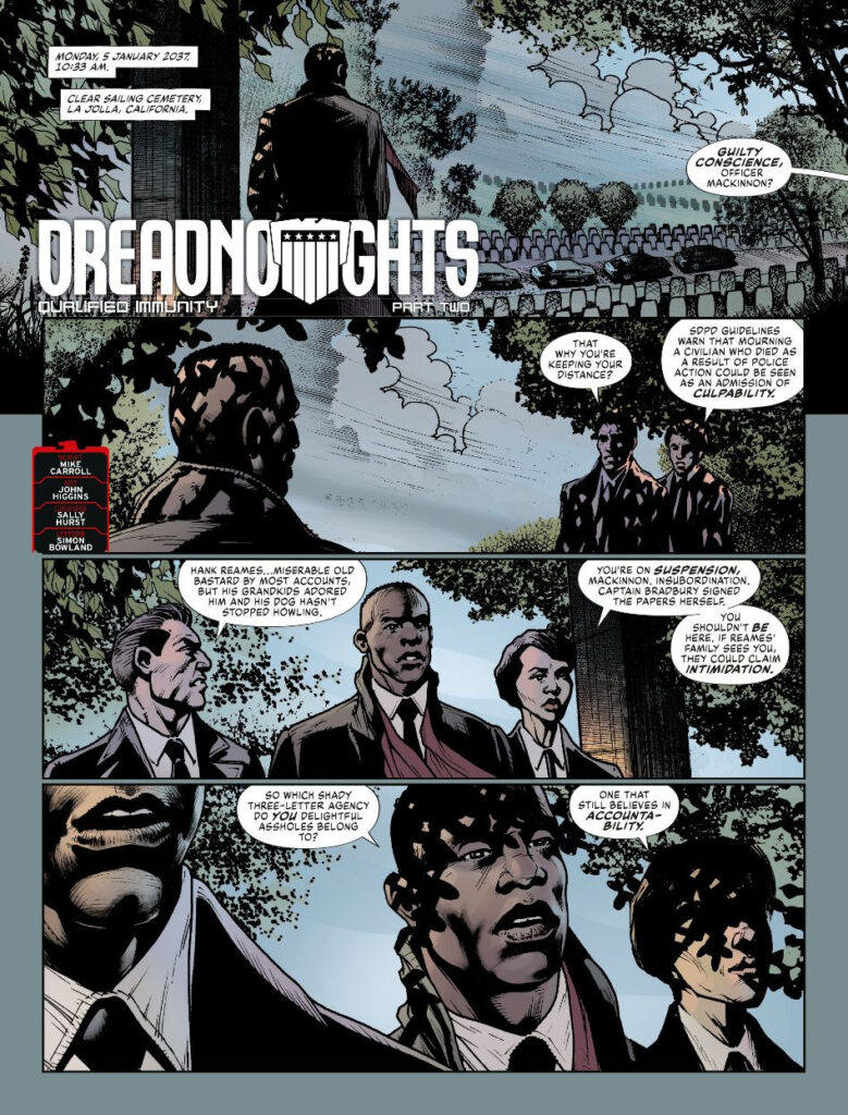Judge Dredd Megazine 486 - DREADNOUGHTS // QUALIFIED IMMUNITY by Mike Carroll (Writer) John Higgins (Artist) Sally Hurst (Colourist) Simon Bowland (Letterer)