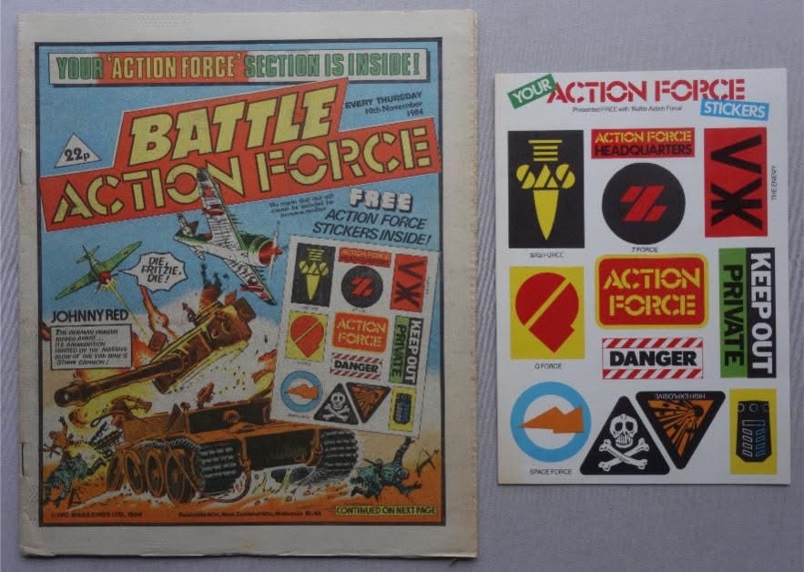 Battle Action Force cover dated 10th November 1984 + Free Gift Stickers