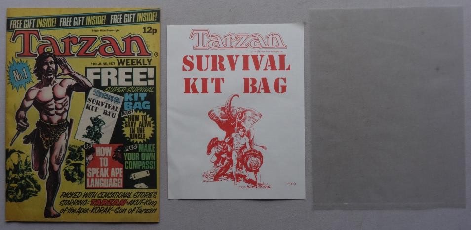 Tarzan Weekly No. 1 cover dated 11th June 1977 With Free Gift - Survival Kit Bag