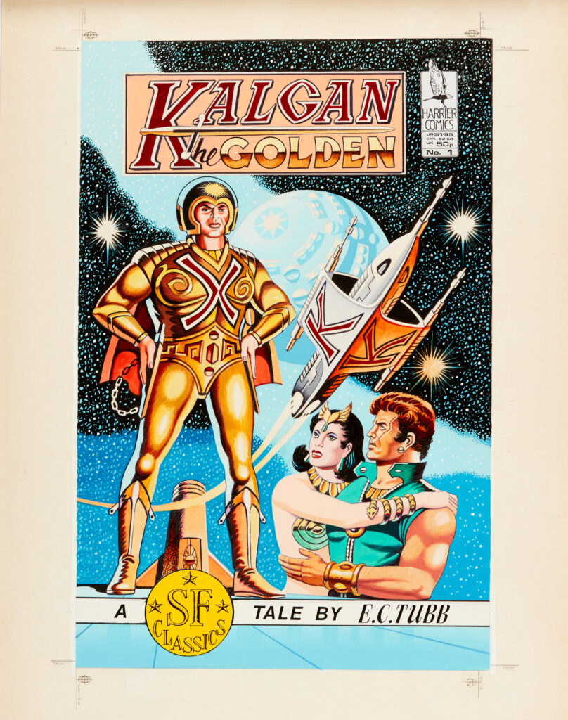 Kalgan the Golden original cover artwork (1996) by Ron Turner for Gryphon Books, Brooklyn and illustrated on pg 267 of The Fantastic Art of Ron Turner by John Lawrence. Poster colour on board. 19 x 14 ins including border
