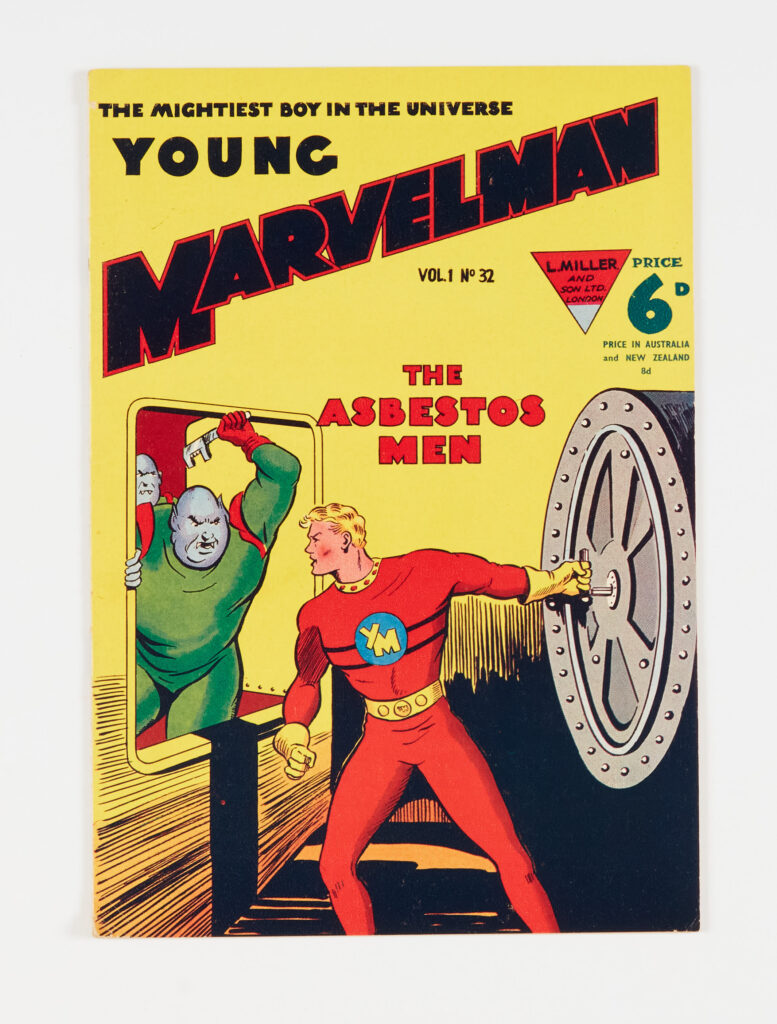 Young Marvelman 32 (L Miller 1954) Bright cover, cream pages, light interior staple rust [fn-]