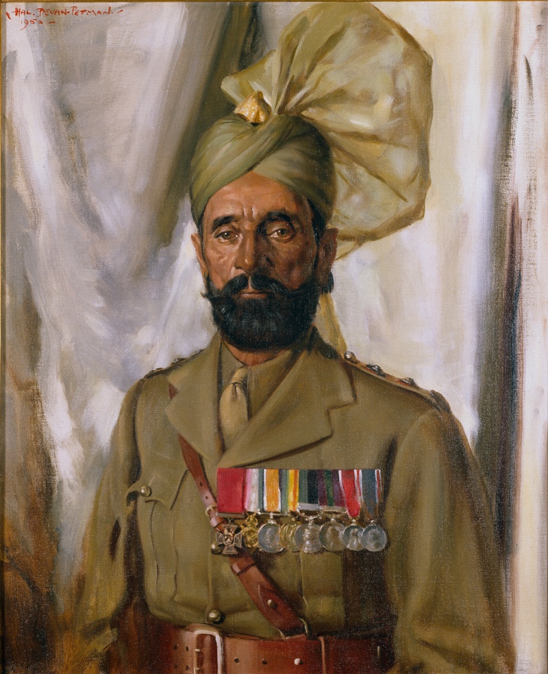 Khudadad Khan (1888-1971) was the first Indian to win the Victoria Cross after eligibility for the award was extended in 1911 to Indian officers and men of the Indian Army | Art by Henry Charles 'Hal' Bevan-Petman