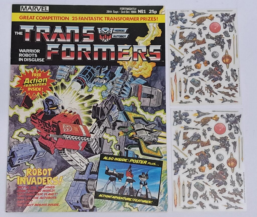 Marvel Comics UK, The Transformers #1 (1984) with original Free Gift Action Transfers