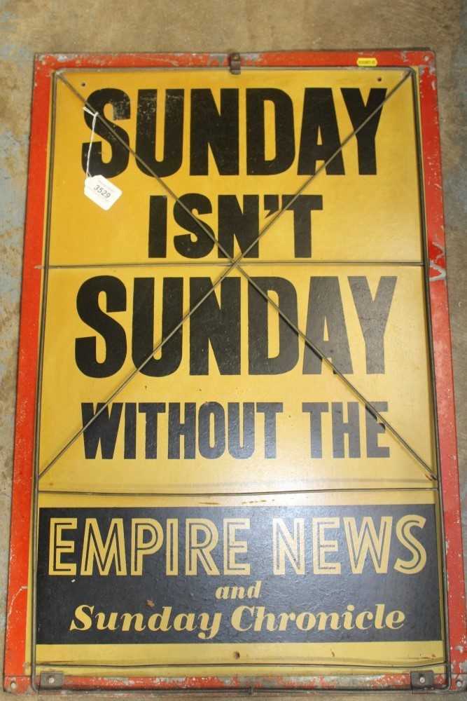 Sunday isn’t Sunday without the Empire News and Sunday Chronicle advertising board | Via Reeman Dannie Auctioneers, sold at auction in 2019