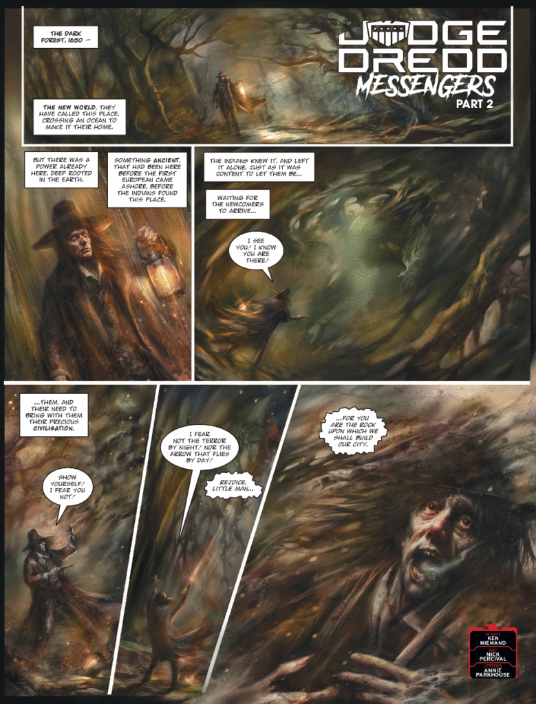 2000AD Prog 2461 - JUDGE DREDD // MESSENGERS
by Ken Niemand (Writer) Nick Percival (Artist) Annie Parkhouse (Letterer)