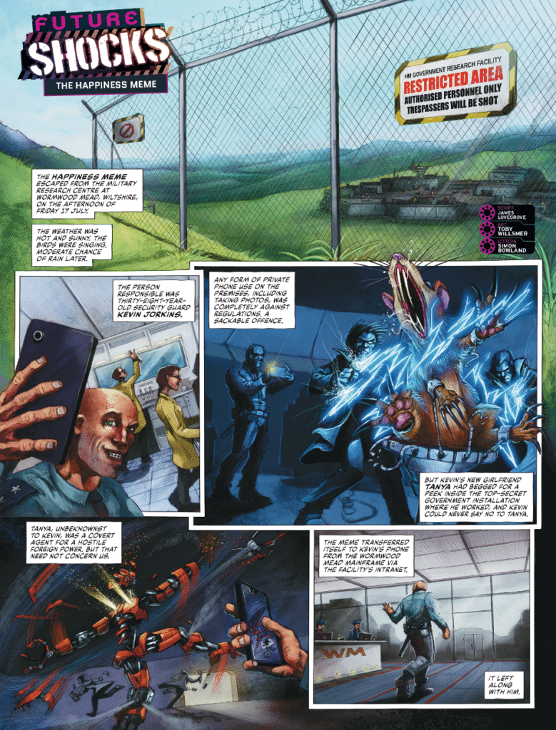 2000AD 2462: THARG'S FUTURE SHOCKS // THE HAPPINESS MEME
by James Lovegrove (Writer) Toby Willsmer (Artist) Simon Bowland (Letterer)