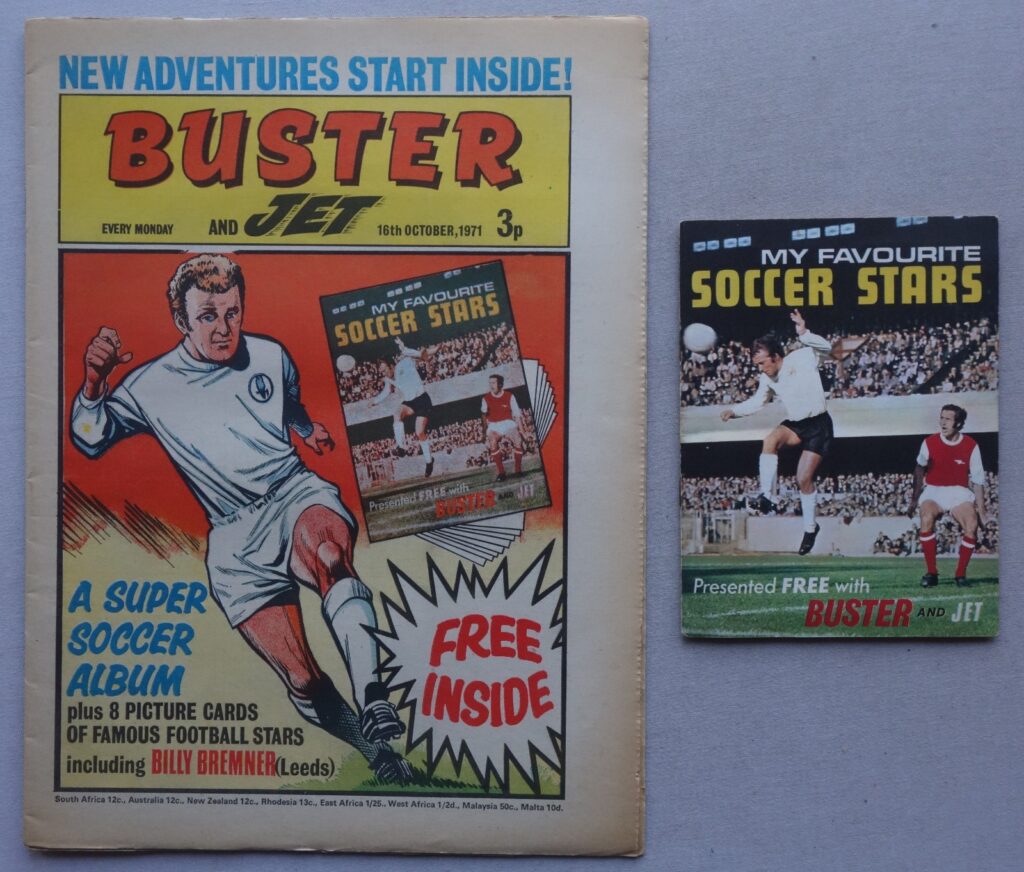 Buster and Jet cover dated 16th October 1971 With Free Gift - Complete Soccer Stars Book