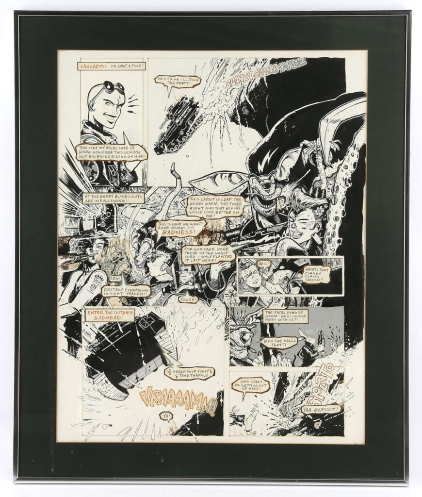 Deadline No. 1, Page 3 Original art 1st Appearance of Tank Girl & The Tank (Deadline Productions, 1988)