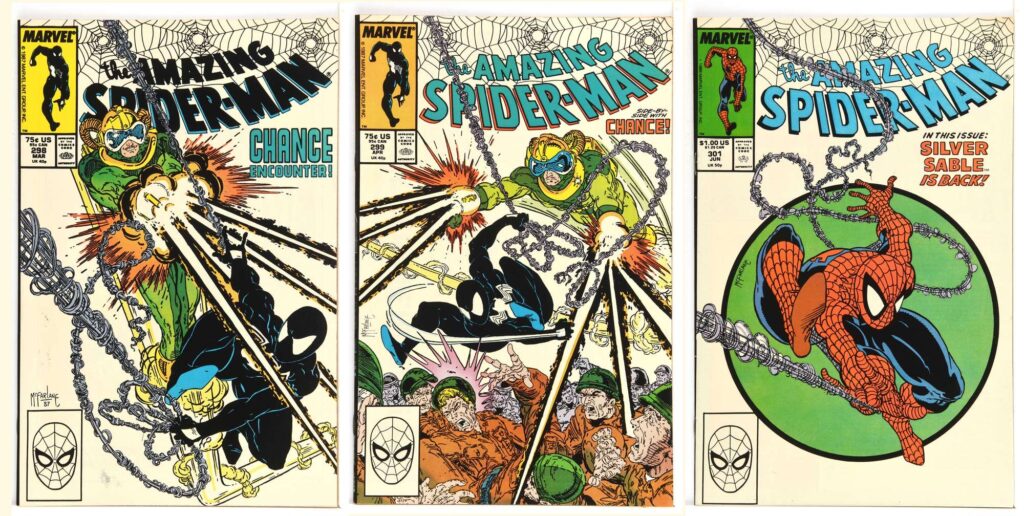 The Amazing Spider-Man No. 300 - first appearance and origin of Venom featuring iconic Todd McFarlane cover art (Marvel Comics, 1988)