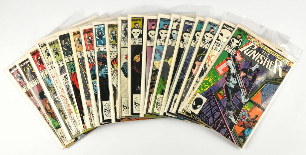 The Punisher (2nd series) Nos. 1 - 104 a complete sequential run of 104 issues premiere issue and Andy Lanning signed issues (Marvel Comics, 1987 onwards).