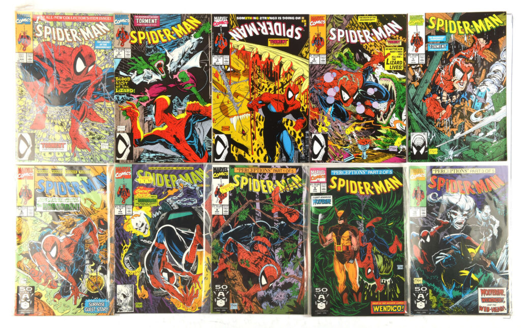 Spider-Man Nos. 1 - 50: a sequential run of 50 issues featuring iconic Todd McFarlane covers (Marvel Comics, 1990 onwards)