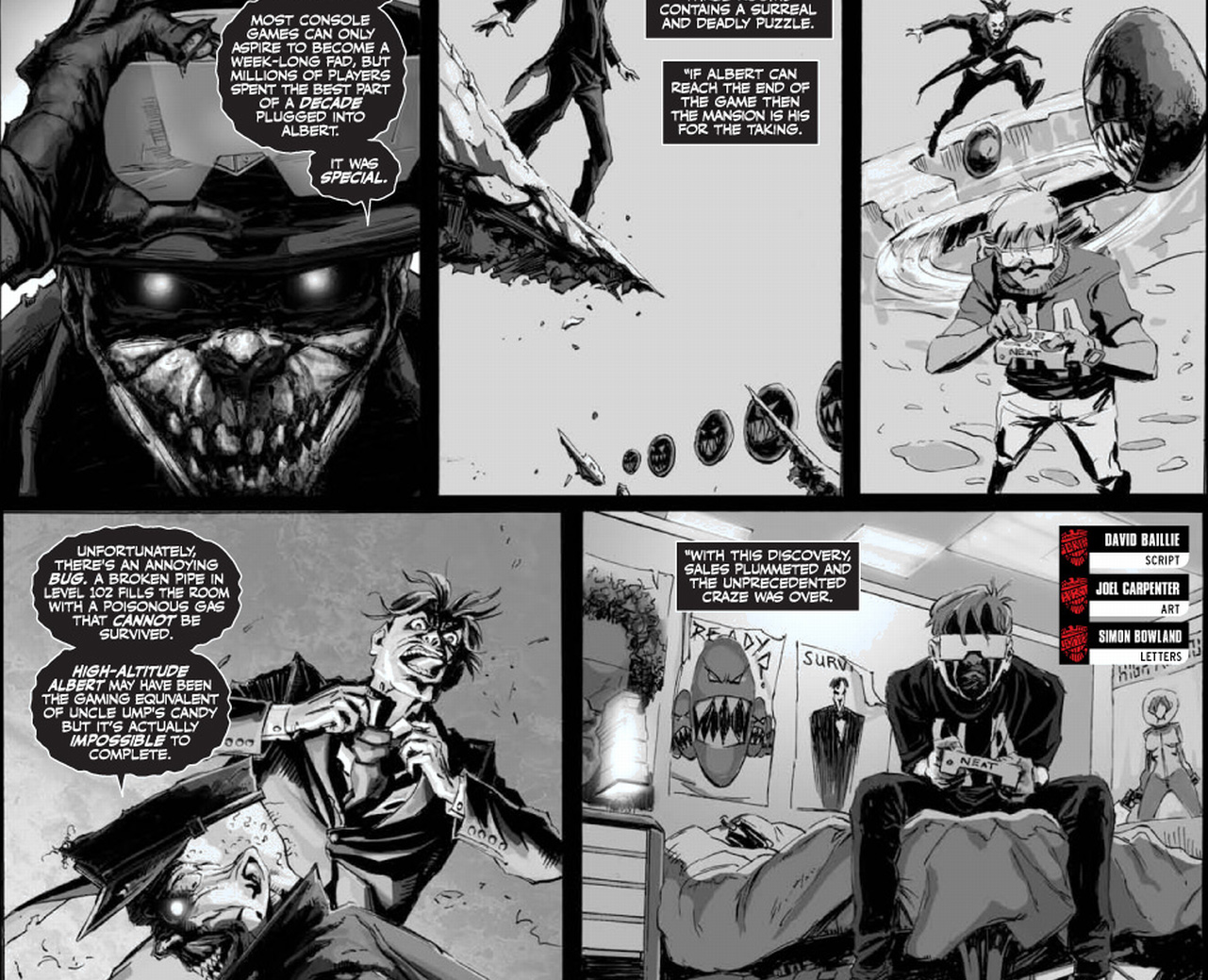 Judge Dredd Megazine 317 "Tales from the Black Museum - "The Unfortunate Case of High Altitude Albert”, art by Joel Carpenter