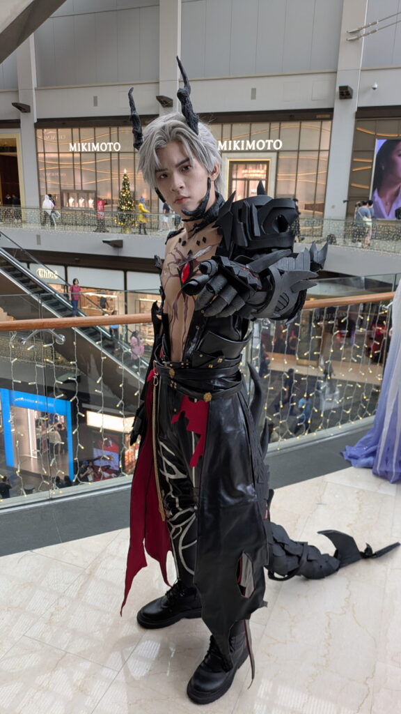 Cosplayer Cian standing overlooking the Shopping Centre