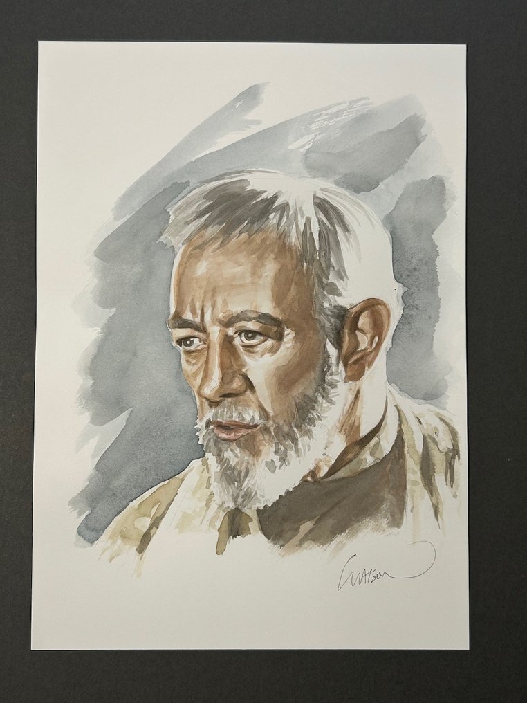 A full colour signed painting of Star Wars Jedi Master, Obi-Wan Kenobi, painted by comic artist John Watson.