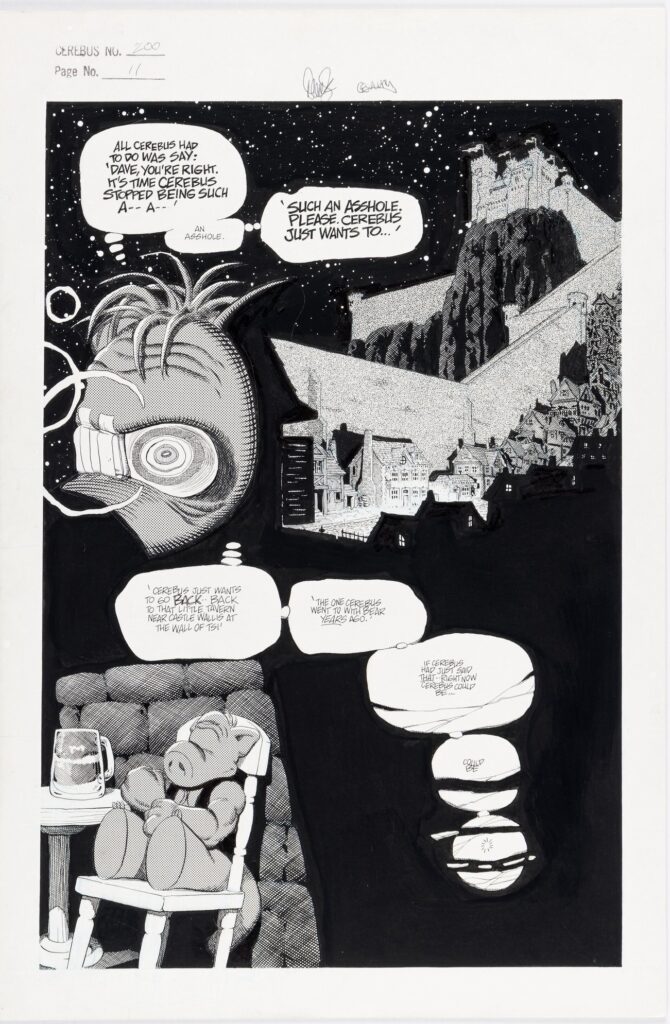 Cerebus #200 art by Dave Sim