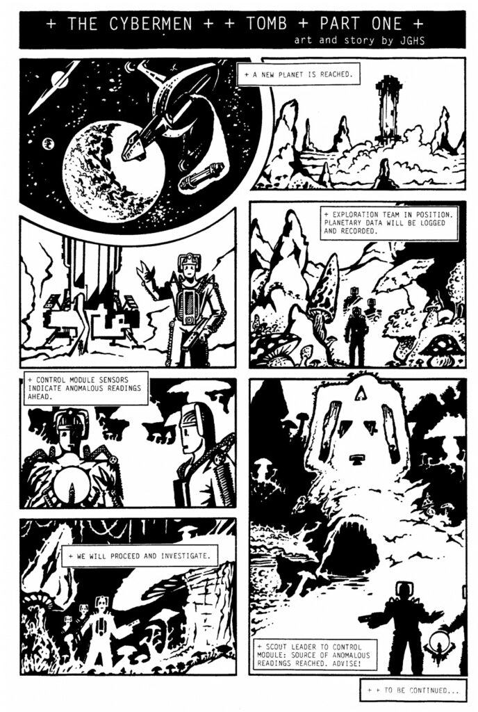 Tomb by John Swogger (Cybermen fan strip first published in the fanzine Jigsaw)