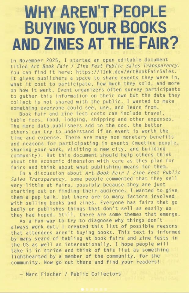 Public Collectors Guide 2025: Creating Comics: Why aren’t People buying your books and zines at the Fair?