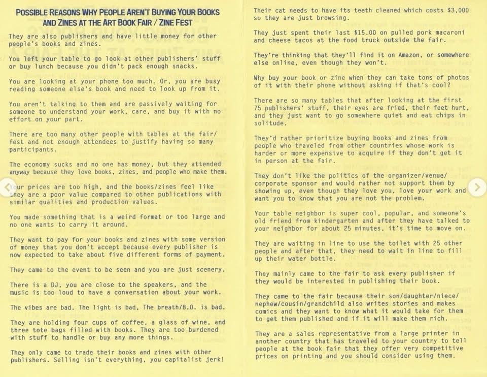 Public Collectors Guide 2025: Creating Comics: Why aren’t People buying your books and zines at the Fair?