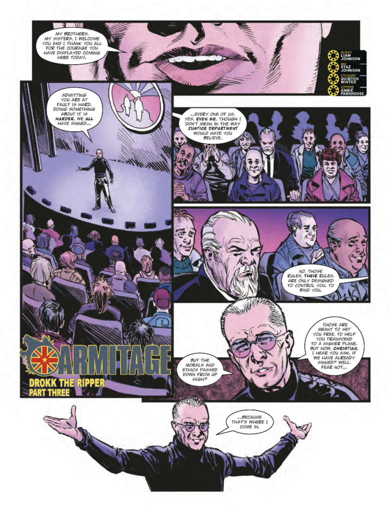 Judge Dredd Megazine 487 - ARMITAGE // DROKK THE RIPPER by Liam Johnson (Writer) Staz Johnson (Artist) Quinton Winter (Colourist) Annie Parkhouse (Letterer)