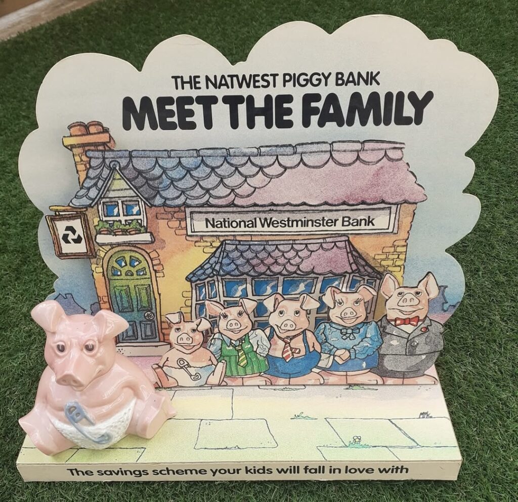 NatWest Piggy Bank - Meet the Family Promotion. Who remembers seeing these in branches of NatWest promoting their children’s account in the 1980s?