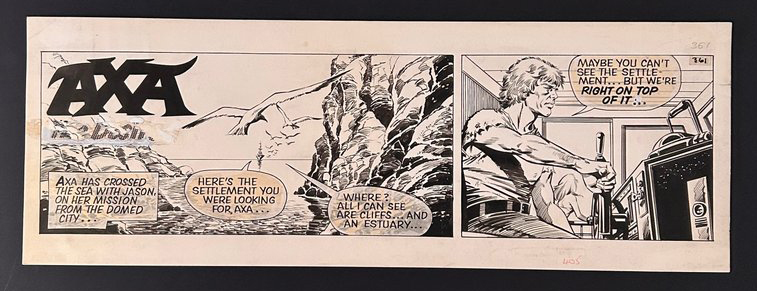 The opening Title Page of the Axa story "The Desired", the title slightly damaged, perhaps removed when the strip was reprinted in another language