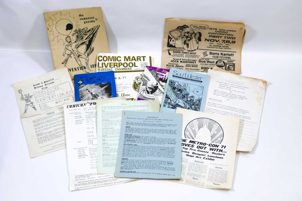A mix of rare 1970s British and American Comic-Con Ephemera