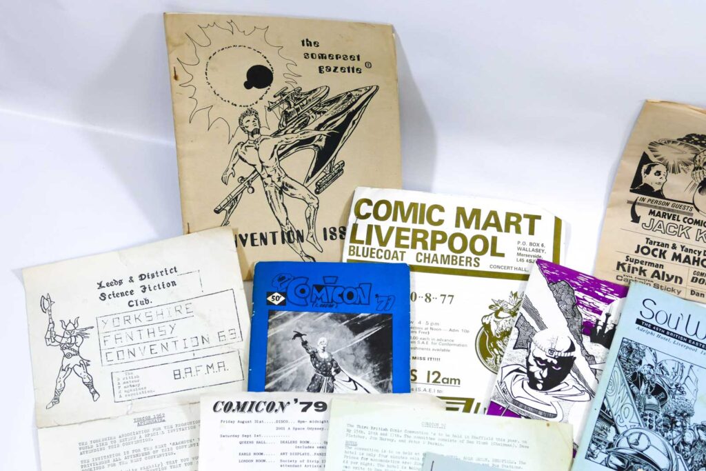 A mix of rare 1970s British and American Comic-Con Ephemera