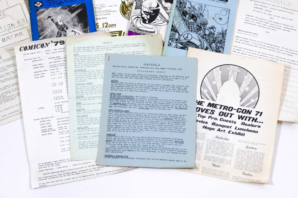 A mix of rare 1970s British and American Comic-Con Ephemera
