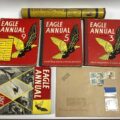 A Contemporary Dan Dare 'Spaceship' Kite, in original tube, plus a Dan Dare stamp and four Eagle annuals (5, 9, 3 and 1961) kite hard to find. (Sheffield Auction Gallery Specialist Toys Auction 15th January 2026)