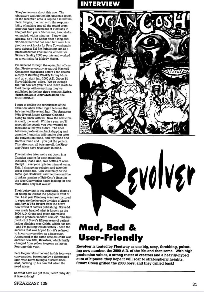 Speakeasy #109 (1990) - Sample Pages - Revolver