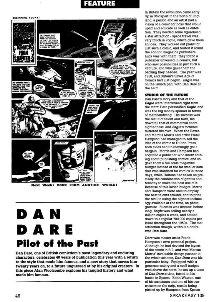 Speakeasy #109 (1990) - Sample Pages - Dan Dare feature by Alan Woolcombe