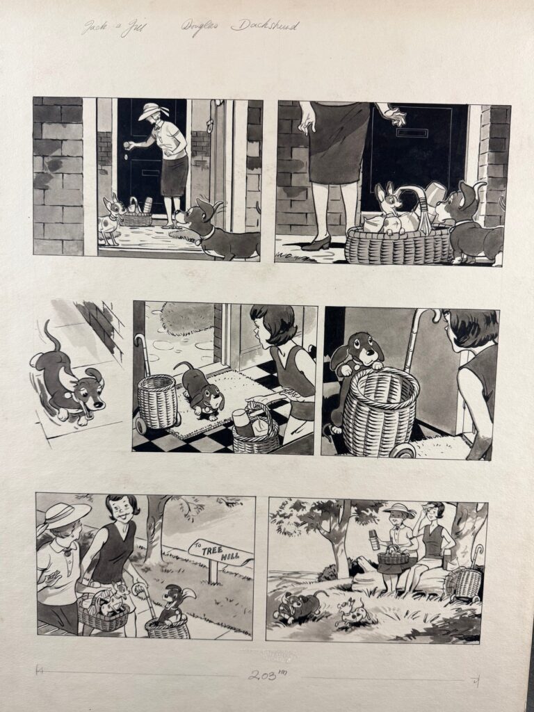 “Douglas the Dachshund” by Peter Woolcock for Jack & Jill (1970s)