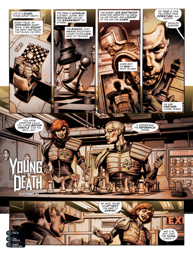 2000AD Prog 2465 - YOUNG DEATH // FITTING IN by Kek-W (Writer) Tom Foster (Artist) Annie Parkhouse (Letterer)