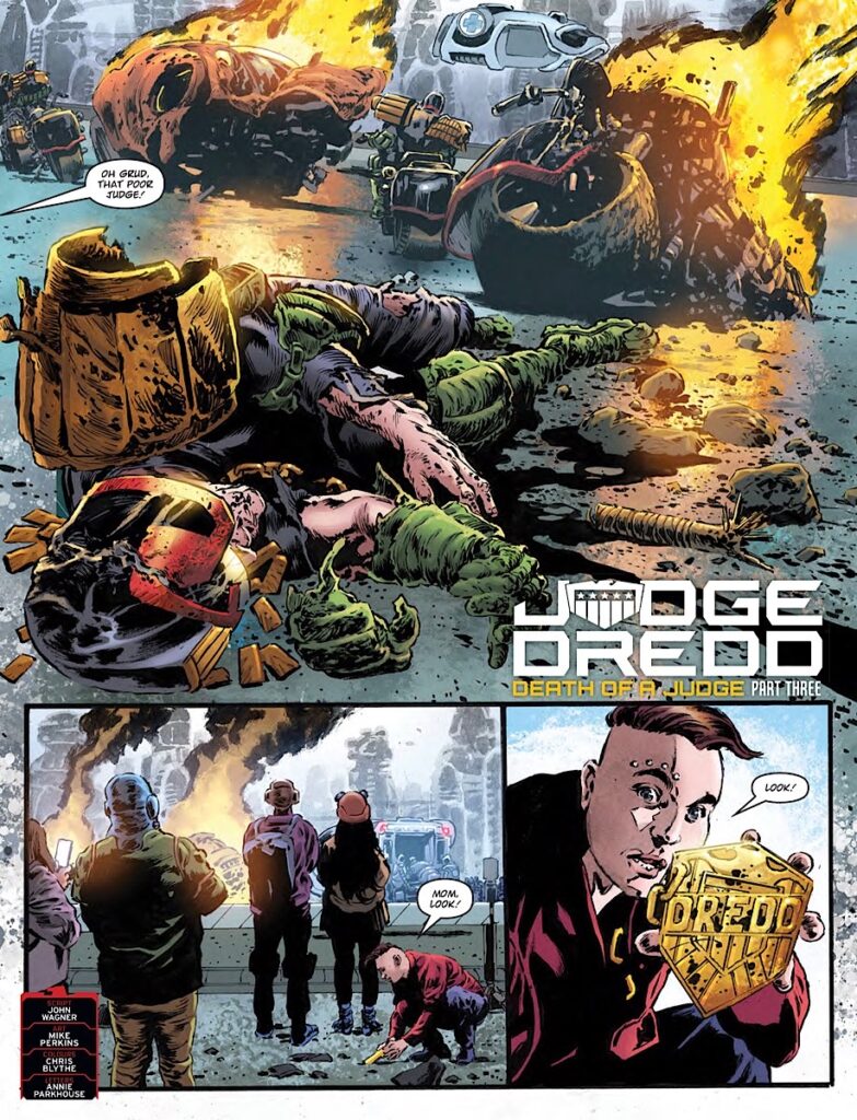 2000AD Prog 2466 - JUDGE DREDD // DEATH OF A JUDGE by John Wagner (Writer) Mike Perkins (Artist) Chris Blythe (Colourist) Annie Parkhouse (Letterer)