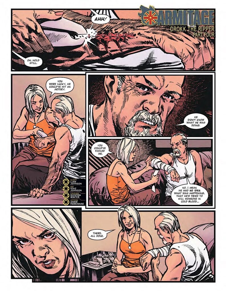 Judge Dredd Megazine 488 - ARMITAGE // DROKK THE RIPPER by Liam Johnson (Writer) Staz Johnson (Artist) Quinton Winter (Colourist) Annie Parkhouse (Letterer)