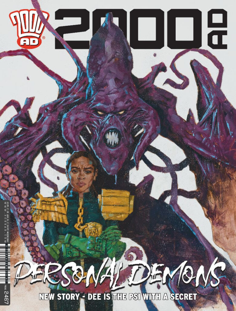 2000AD Prog 2467
UK and DIGITAL: 28th January £3.99
COVER: Simon Davis