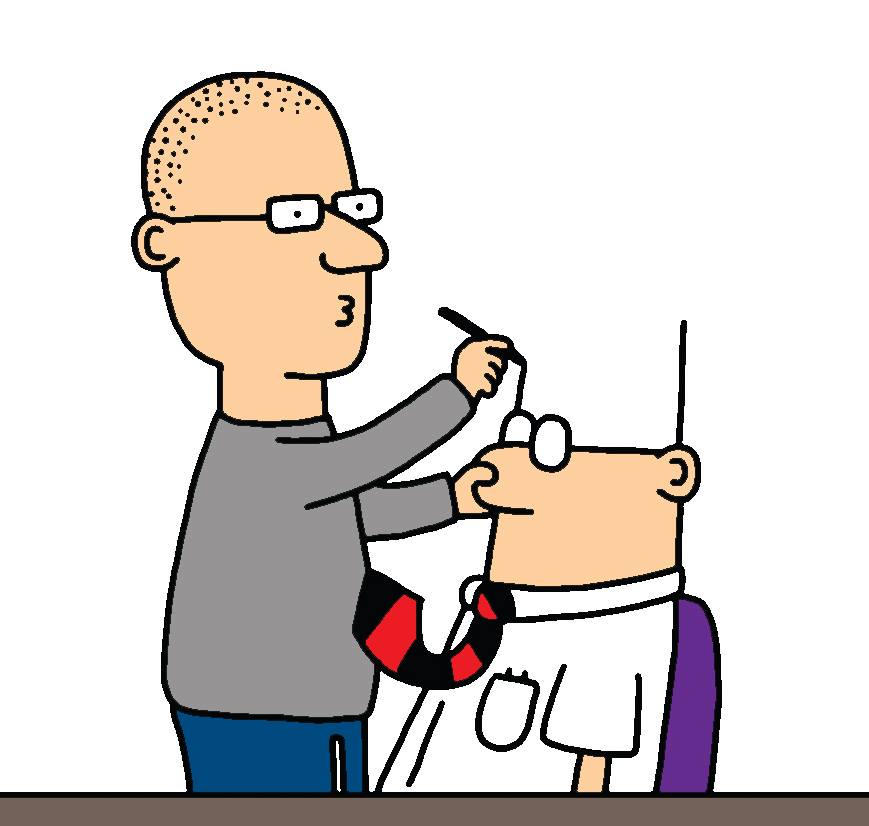 A South American paper asked me for a sketch of Dilbert and his creator, Scott Adams. This is what he came up with