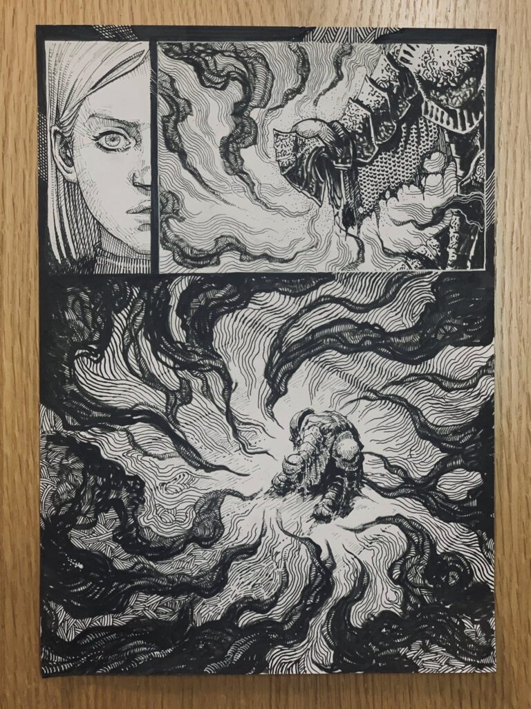 Vu Danh's first comic pages, created during the COVID pandemic