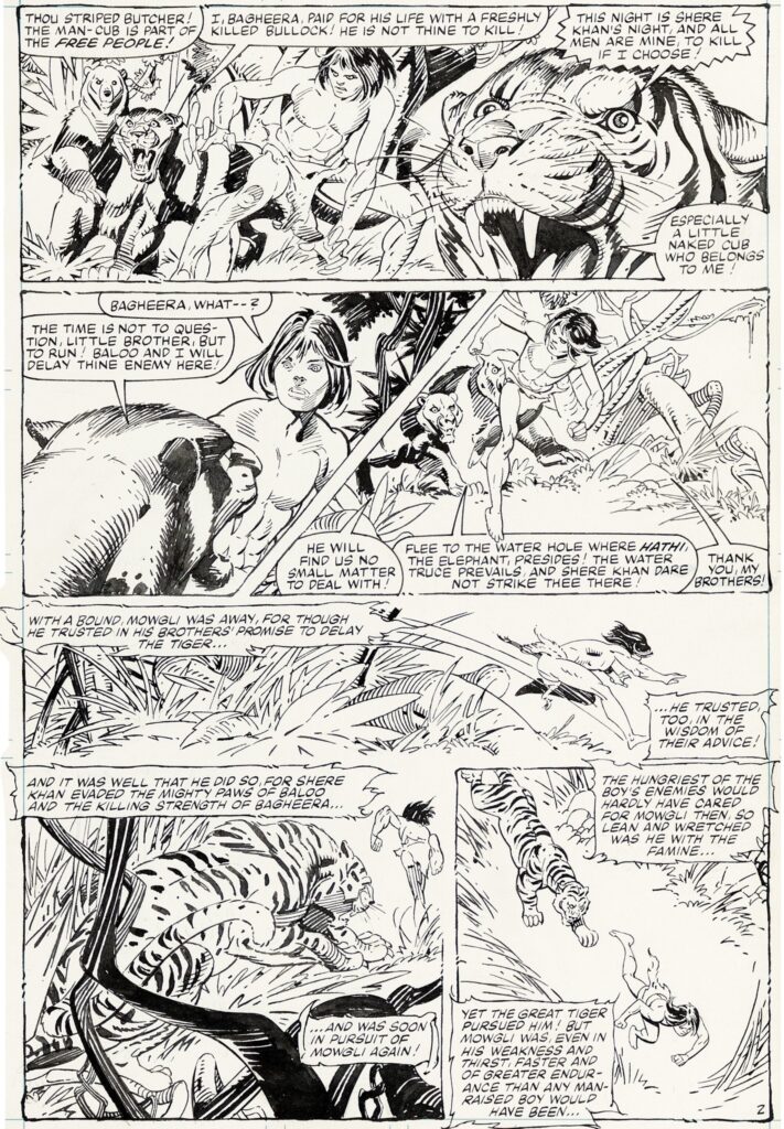 A page of original art from the Jungle Book story adaptation for Marvel Fanfare #10, 1983