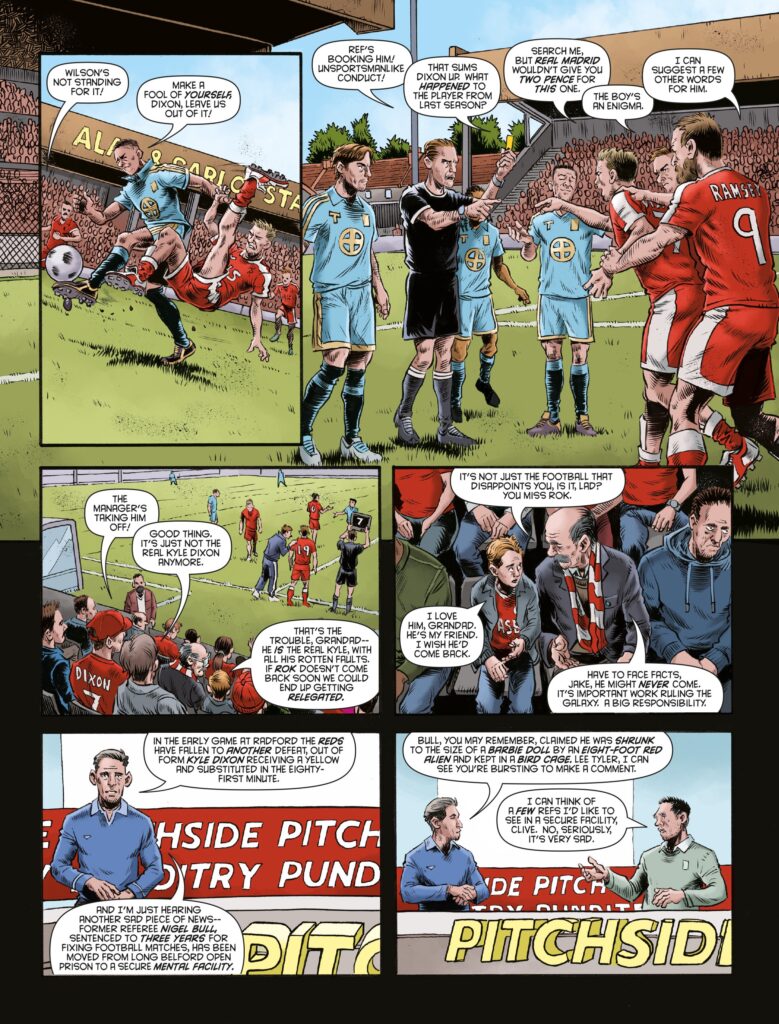 Judge Dredd Megazine Issue 488 – "Rok The World" by John Wagner, artist Dan Cornwell, colourist Jim Boswell and letterer Rob Steen